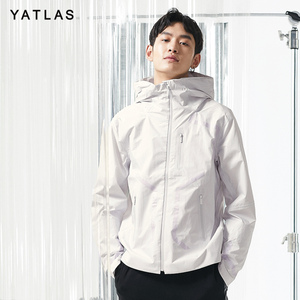 亚锐yatlas男装春季新品白色轻薄防水功能运动拉链外套休闲