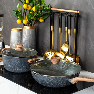 样板房间厨房摆件灰色陶瓷锅具厨具搭配套装组合橱柜软装饰品北欧