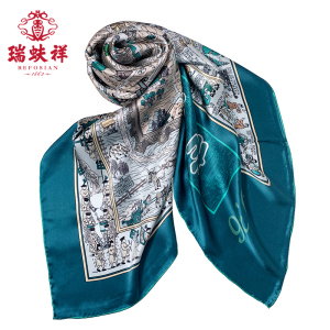 瑞蚨祥老北京地图丝巾围巾桑蚕丝中年妈妈丝绸百搭真丝女送礼礼盒