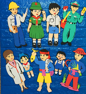 学校幼儿园教室布置泡沫海绵纸立体职业人物套装警察护士农民墙贴