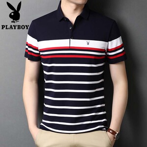 花花公子条纹短袖t恤男
