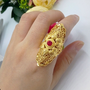 新款镀金超大夸张关节食指指环女士仿沙金戒指可调节欧币婚庆饰品