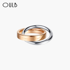 i官方正品ck双环戒指男女情侣款双色对戒时尚个性u潮指环圣诞节礼