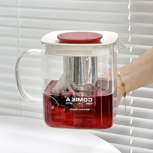 comika口咔大容量玻璃茶水壶耐高温茶水分离泡茶壶办公室家用水杯