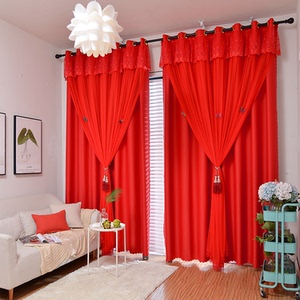红色卧室窗帘客厅结婚纱帘2022新款婚房落地窗全遮光欧式帘子14人付款