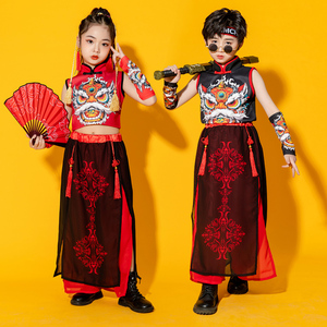 儿童中国风演出服模特走秀男女童古典国潮服装小学生古筝表演服