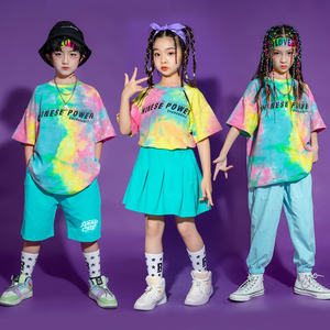 六一儿童街舞潮套装演出服男童嘻哈酷啦啦队少儿女童hiphop爵士舞