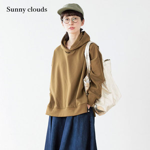 桑妮库拉/Sunny clouds 女式宽松塌肩帽衫（焦糖）