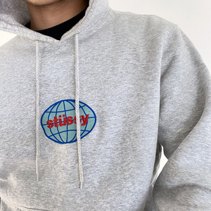 stussy卫衣连帽情侣男女潮牌ins2020秋冬新款地球贴布斯图西帽衫