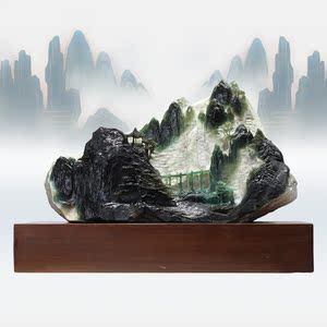169玉雕天然玉石岫岩玉器手工雕刻水墨山水摆件家居送礼玉器摆件