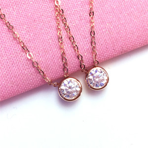 太太珠宝纯俄罗斯585紫金简约新款闪亮秀气泡泡项链14k玫瑰金正品