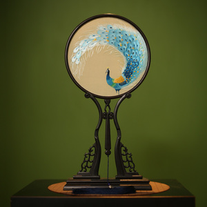 吉善扇子苏绣真丝宫扇手工刺绣团扇中国风圆扇杭州折扇出国礼品扇