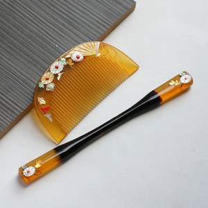 古董vintage日本龟甲本鳖甲贝壳螺钿发梳发簪钗梳子发插和服配饰