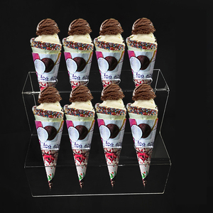 定制烘焙甜品台装饰冰淇淋甜蛋筒冰激凌支架透明亚克力雪糕展示架