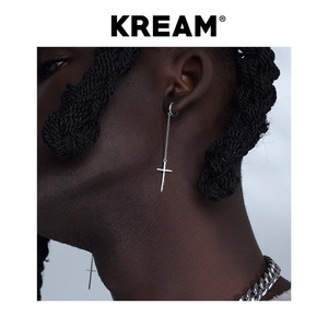 KREAM S925 纯银加长十字耳坠男嘻哈女同款耳圈耳线