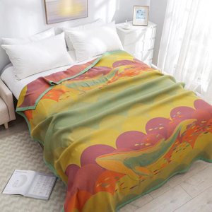 【梦幻海洋】200*230多层纱布斜纹编织多功能毯床盖床单可铺可盖