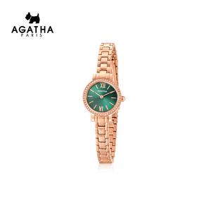 agatha/瑷嘉莎圆形闪耀手表女士时尚腕表轻奢ins风石英表情侣表