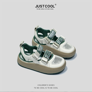 JUSTCOOL男童鞋子夏款2024新款韩版儿童网鞋男款包头女童运动凉鞋
