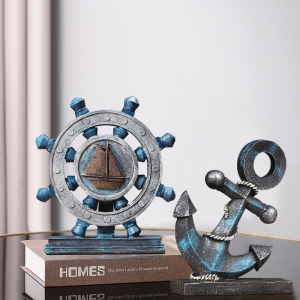 复古船锚船舵小摆件创意家居客厅轻奢酒柜装饰品欧式服装咖啡店铺