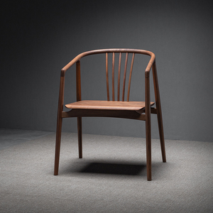 曼时光夕上圈椅新中式实木餐椅黑胡桃木茶椅茶室会所扶手椅禅意