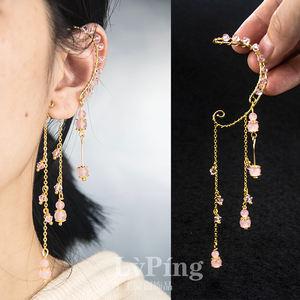 精灵耳饰女古风超仙长流苏耳挂耳扣耳骨夹无耳洞古装汉服配饰耳环