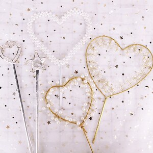 生日蛋糕装饰许愿爱心环插牌 透明水晶许愿心形插牌 仙女棒珍珠棒