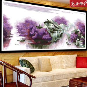 紫色梦境印花十字绣新款客厅现代简约风景系列简单秀清新客厅线绣