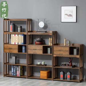 中式书架置物架简易小书柜实木收纳架摆件架子简约现代落地储物柜