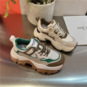 女神降临2022年新款松糕厚底老爹鞋女春季百搭拼色系带休闲运动鞋