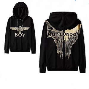 boy烫金善恶大翅膀连帽宽松卫衣刺绣情侣款长袖女时尚男休闲外套