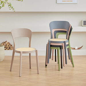 北欧塑料椅子简约餐椅家用创意成人靠背椅现代网红可叠放书桌椅