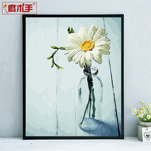 魔术手数字油画diy餐厅 唯美客厅风景花卉大幅丙烯填色手绘装饰画