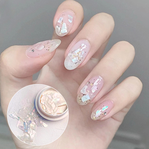 进口贝壳片美甲饰品超薄超白幻彩碎贝网红爆款金箔纸碎片指甲配饰