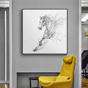 黑白抽象玄关装饰画客厅沙发背景墙挂画酒店会所卧室书房壁画马