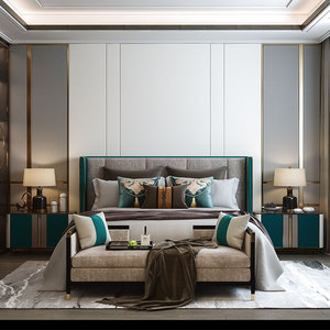 定制现代简约轻奢硬包卧室床头软包背景墙主卧不锈钢条护墙板装饰