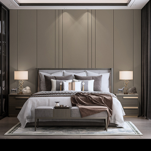 定制硬包背景墙床头卧室现代轻奢软包护墙板高端简约格栅电视沙发