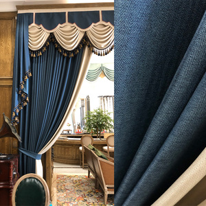 欧式轻奢水波帘头帘幔装饰帘头客厅高雅大气落地棉麻浪漫复古窗帘