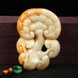 福建寿山石手把件挂坠寿山芙蓉石天然挂件客厅石雕摆件灵芝