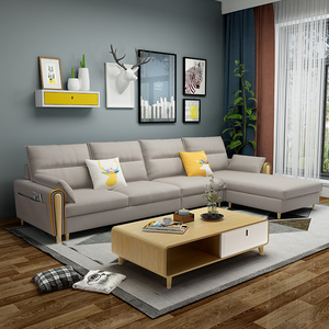北欧布艺沙发科技布现代简约轻奢小户型客厅直排三人座位新款风格