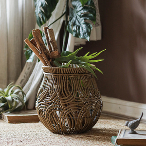 掬涵 仿藤编花盆花器装饰植物花篮储物收纳筐复古民宿客厅橱窗