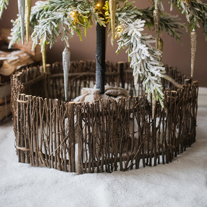 掬涵 christmas圣诞树裙篱笆栅栏围挡围栏天然木棒橱窗装饰品摆件