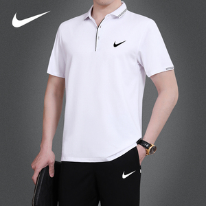 新品耐克男士运动服套装夏季中老年纯棉短袖休闲大码爸爸两件套