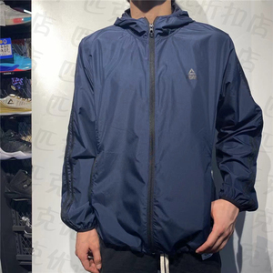 peak匹克男子春夏休闲连帽长袖运动夹克黑色薄款防风外套梭织风衣