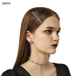 smfk官方银色合金十字花发夹一字夹银色边夹波斯拉丁发卡头饰单只