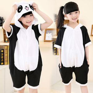 儿童节cosplay熊猫演出服男女童夏短袖小朋友变装衣服国宝表演服