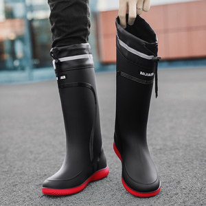雨鞋男款防水防滑长筒雨靴男士束口水鞋冬季保暖加绒耐磨劳保胶鞋