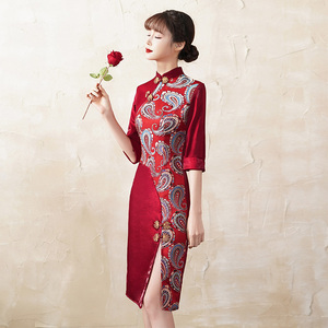 新娘敬酒服旗袍2020新款中国风短款小个子结婚订婚晚礼服裙衣服女