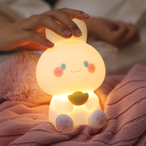有钱兔声控台灯硅胶拍拍灯卧室睡眠床头伴睡灯氛围兔子小夜灯礼物