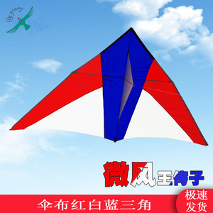 潍坊正宗王侉子三角风筝成人专用白色大型碳杆544软伞布微风易飞