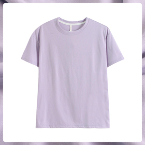 纯棉女士T恤短袖睡衣夏季圆领套头宽松休闲紫色上衣可外穿家居服